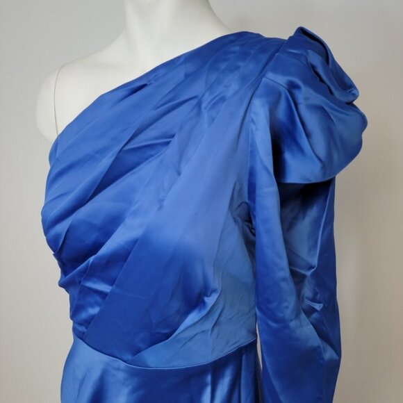 Fashion Nova X Cardi B Silky One Arm Aysymmetrical Dress Size XS Blue - Picture 7 of 7